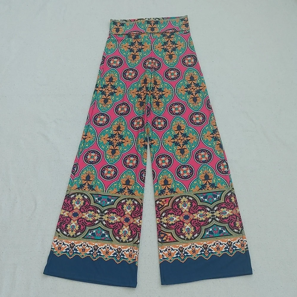 WHITE MARK Bohemian Multicolor Palazzo Pants NWT